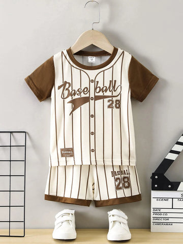 Toddler Boys Striped & Letter Graphic Tee & Shorts