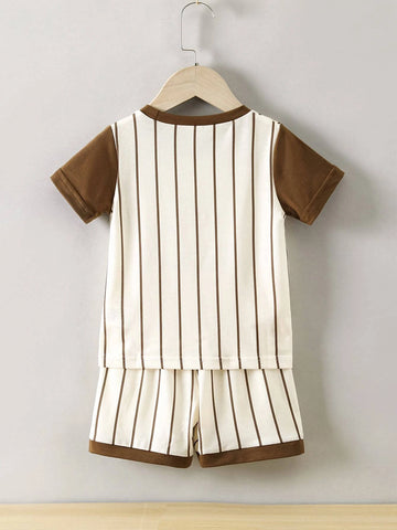 Toddler Boys Striped & Letter Graphic Tee & Shorts
