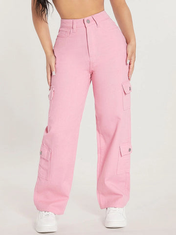 PETITE Zipper Fly Flap Pocket Boyfriend Jeans