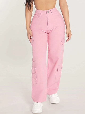 PETITE Zipper Fly Flap Pocket Boyfriend Jeans