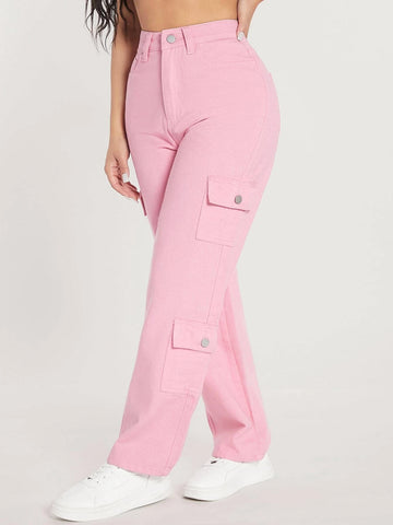 PETITE Zipper Fly Flap Pocket Boyfriend Jeans