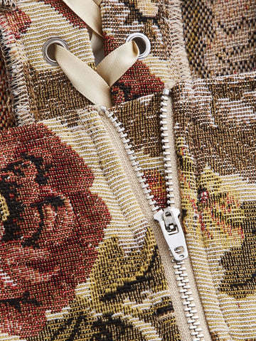 MOD Floral Jacquard Lace Up Tank Top