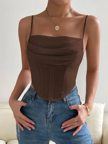 Solid Asymmetrical Hem Crop Cami Top