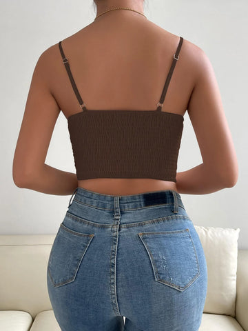 Solid Asymmetrical Hem Crop Cami Top