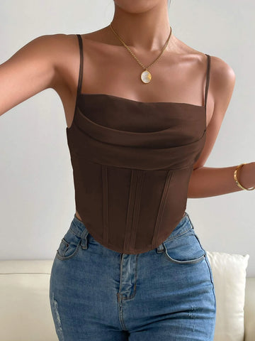 Solid Asymmetrical Hem Crop Cami Top
