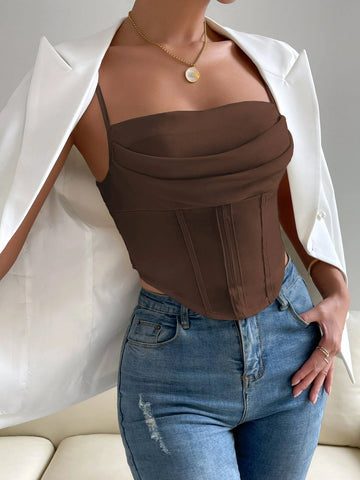 Solid Asymmetrical Hem Crop Cami Top