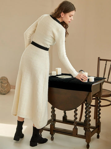 Knit Mix Contrast Trim Sweater Dress