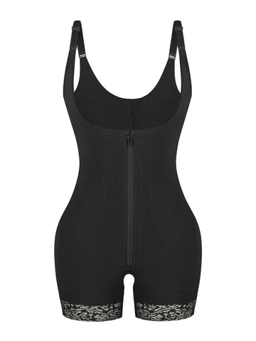 Contrast Lace Zip Back Shapewear Bodysuit