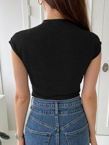 DAZY Solid Cap Sleeve Tee