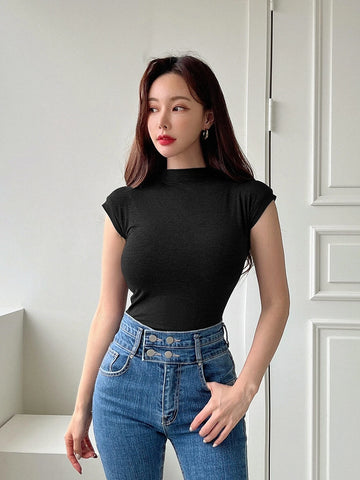 DAZY Solid Cap Sleeve Tee