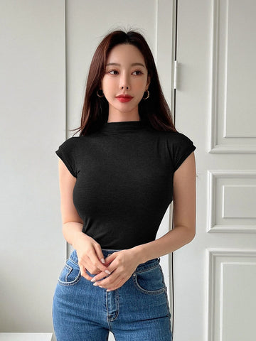 DAZY Solid Cap Sleeve Tee