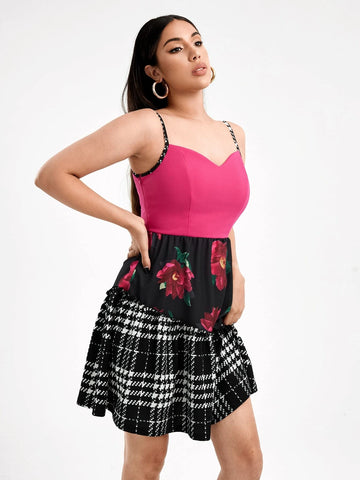 Floral Print Flared Hem Cami Dress