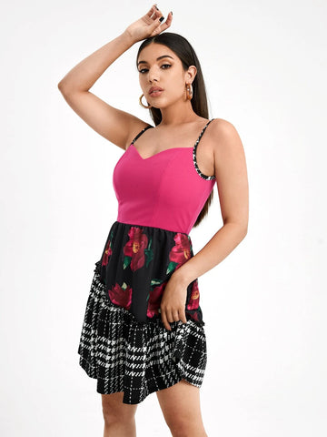 Floral Print Flared Hem Cami Dress