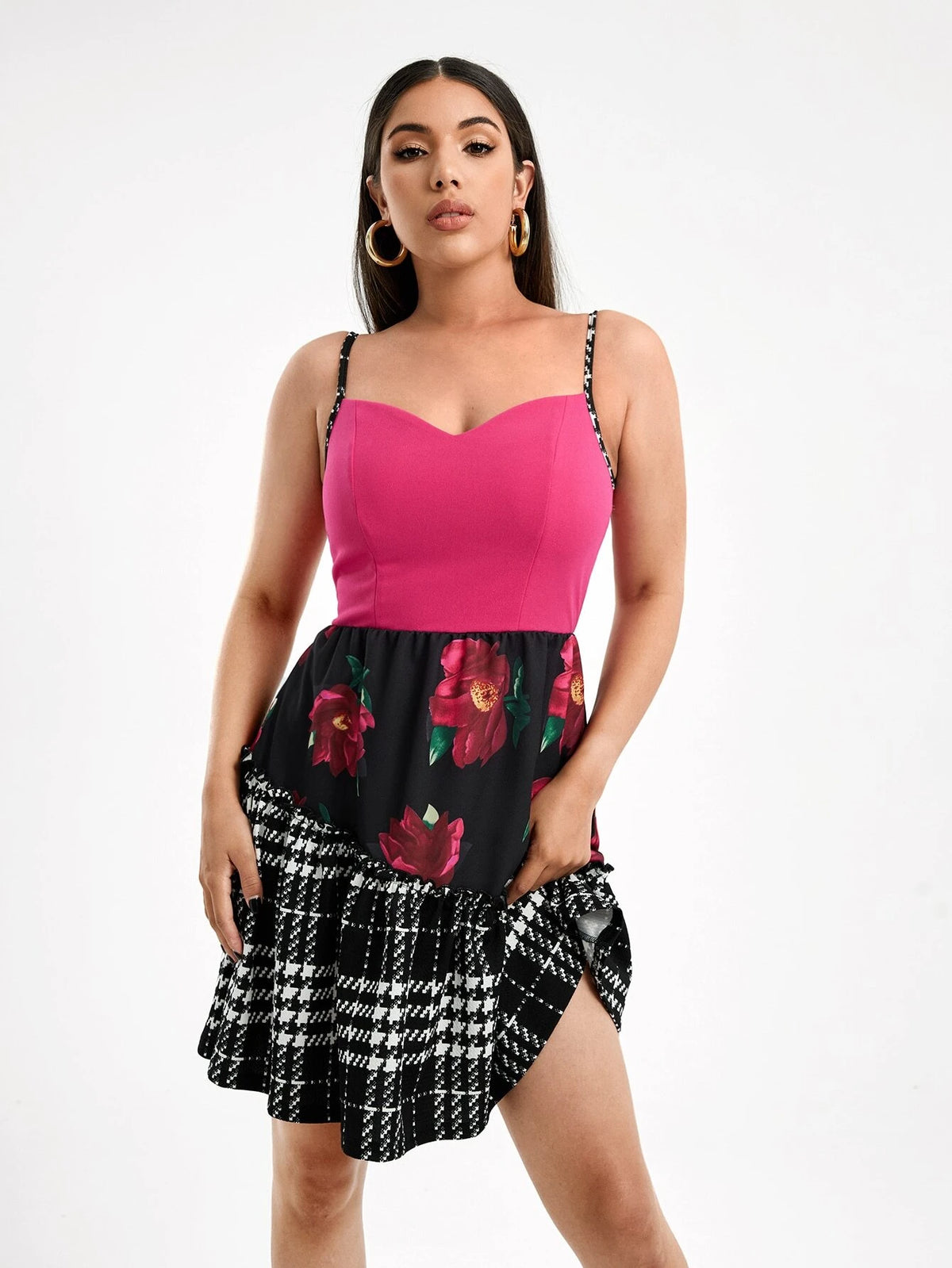 Floral Print Flared Hem Cami Dress