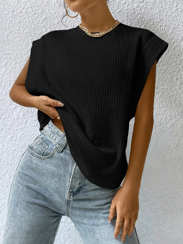 Rib-knit Solid Tee