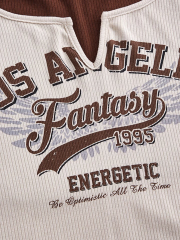 Letter Graphic Halter Neck 2 In 1 Tee