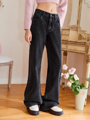 ROMWE Sweetness Crown Embroidery Jeans