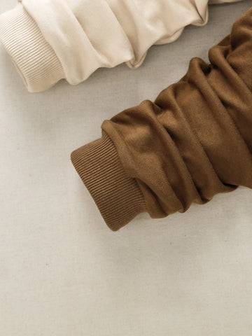 Toddler Boys Cartoon Face Print Two Tone Sweatshirt & Sweatpants