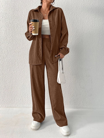 Solid Drop Shoulder Shirt & Pants