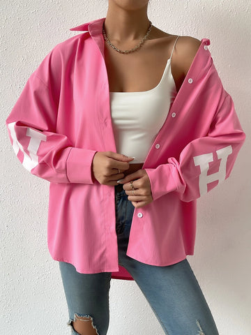 Letter Graphic Drop Shoulder Shirt