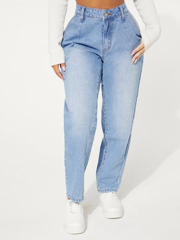 SXY Patch Detail Mom Fit Jeans