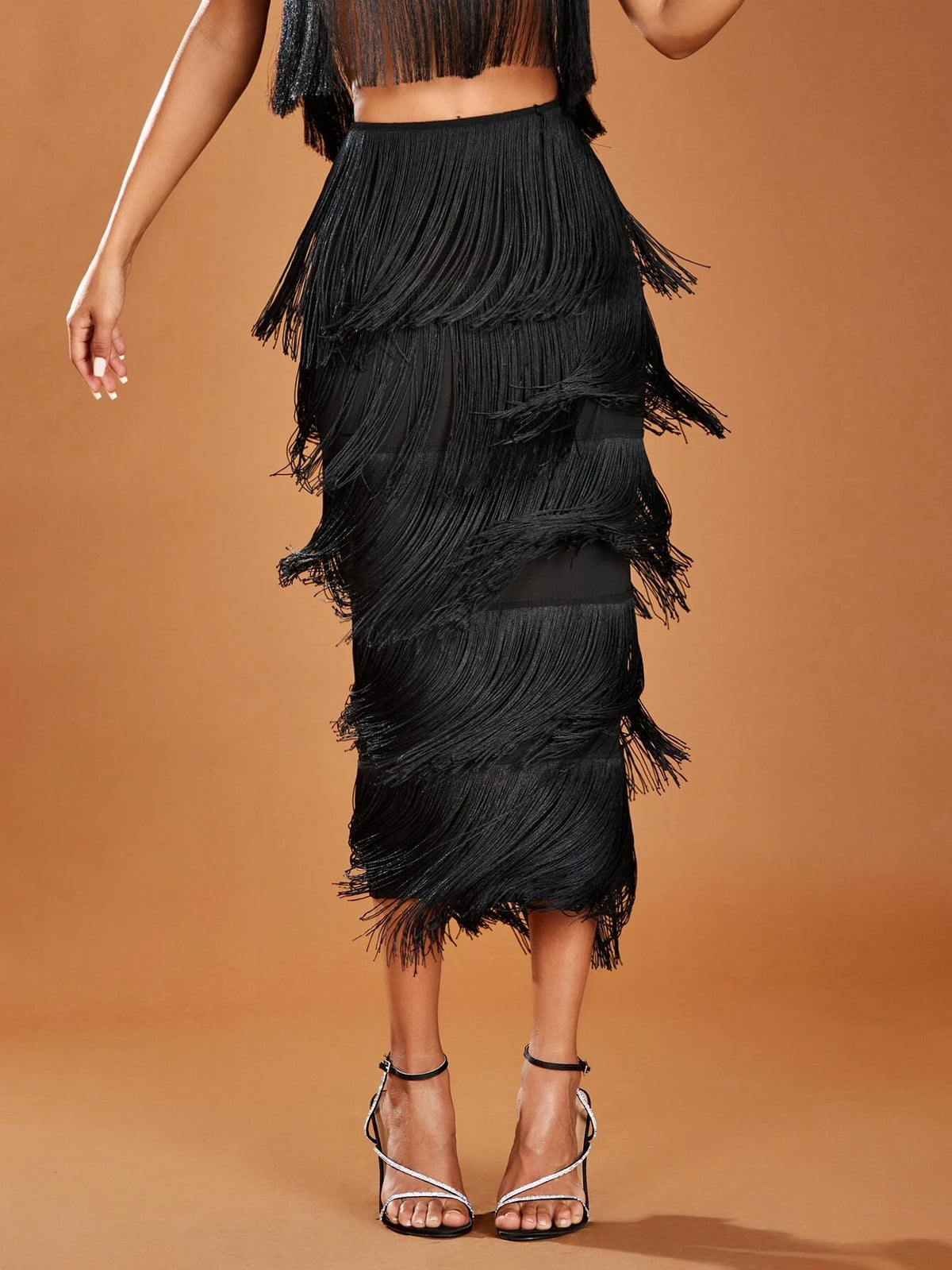 BAE High Waist Fringe Trim Skirt