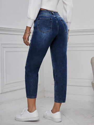 Ripped Mom Fit Jeans Without Belt