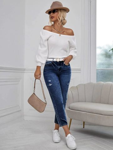 Ripped Mom Fit Jeans Without Belt