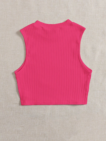 Solid Rib-knit Tank Top