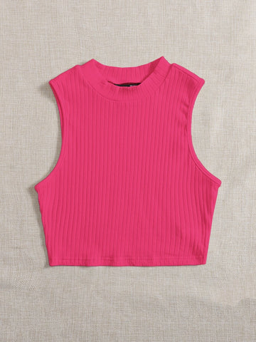 Solid Rib-knit Tank Top