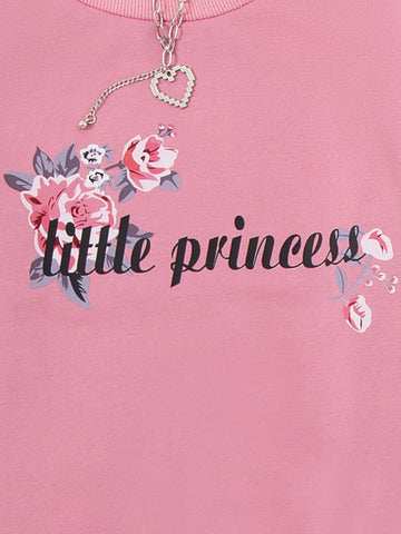 Girls Letter And Floral Print Pullover & Leggings