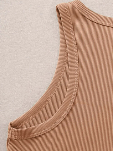 Two Tone Cut Out Crop Tank Top