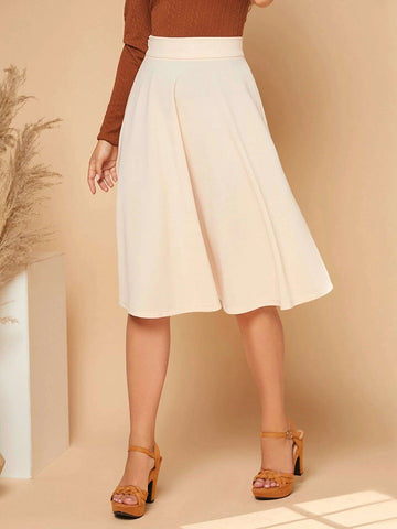 Solid Wide Waistband Skirt
