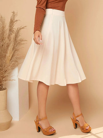 Solid Wide Waistband Skirt