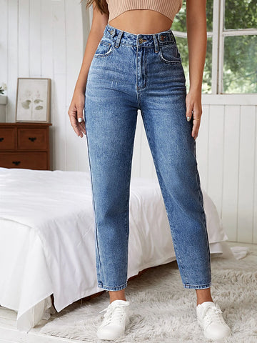 High Waist Cat Scratch Mom Fit Jeans