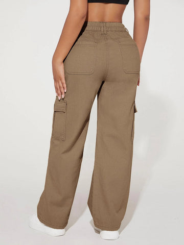 PETITE High Waist Flap Pocket Cargo Jeans