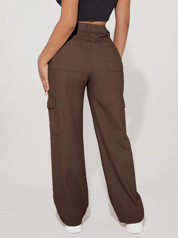 PETITE High Waist Flap Pocket Side Cargo Jeans