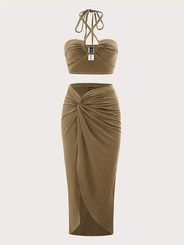 ICON Tie Back Halter Top & Twist Front Skirt