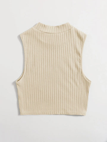 Solid Rib-knit Tank Top