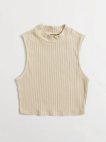 Solid Rib-knit Tank Top