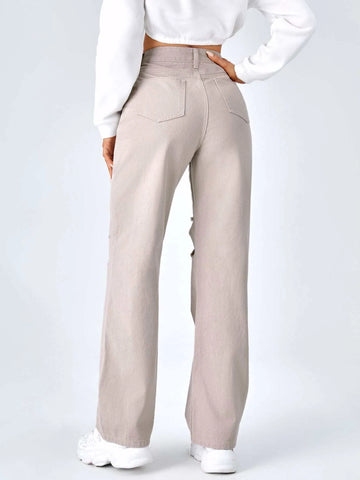 High Waist Ripped Boyfriend Jeans