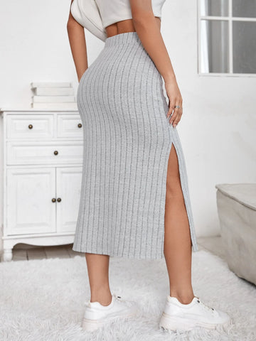 High Waist Split Thigh Skirt