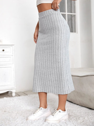 High Waist Split Thigh Skirt