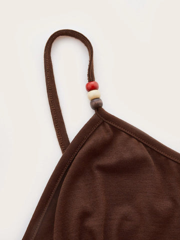 ROMWE Crop Cami Top & Patchwork Print Wide Leg Pants