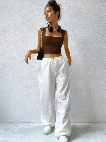 Ribbed Knit Crop Tank Top