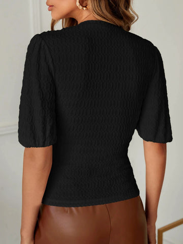 Solid Puff Sleeve Tee