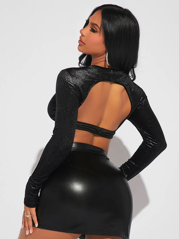 SXY Pearl Beaded Crop Top