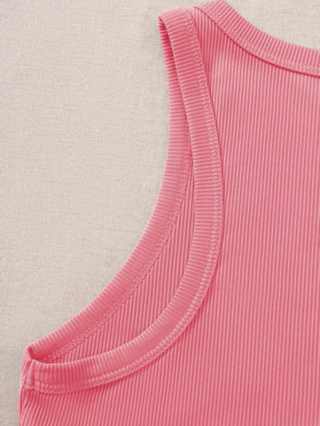 Two Tone Cut Out Crop Tank Top