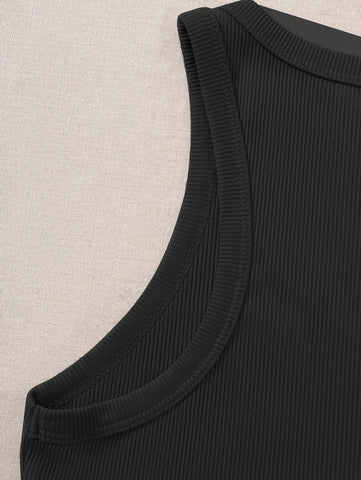 Two Tone Cut Out Crop Tank Top