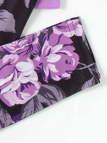 Girls Letter And Floral Print Pullover & Leggings